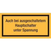 Warnzeichen "Auch bei ausgeschaltetem Hauptschalter unter Spannung", 