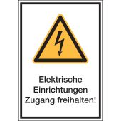 Warnzeichen Kombischild "Elektrische Einrichtungen Zugang freihalten" [W012], ASR A1.3 / ISO 7010