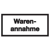 Hinweisschild "Warenannahme", schwarz/weiß