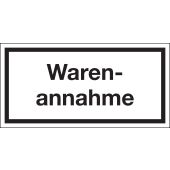 Hinweisschild "Warenannahme", schwarz/weiß