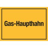 Hinweisschild "Gas-Haupthahn", gelb/schwarz