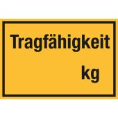 Baustellenschild "Tragfähigkeit + Wunschgewicht", gelb/schwarz