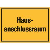 Hinweisschild "Hausanschlussraum", gelb/schwarz