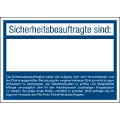 Sicherheitsbeauftragte sind:, blau, Kunststoff, 210 x 150 x 1 mm