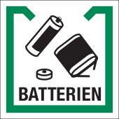 Wertstoffkennzeichnung "Batterien", grün/schwarz