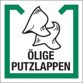 Wertstoffkennzeichnung "Ölige Putzlappen", grün/schwarz