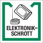 Wertstoffkennzeichnung "Elektronikschrott", grün/schwarz