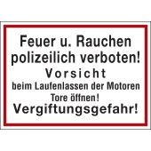 Hinweisschild "Feuer u. Rauchen polizeilich verboten!", rot/schwarz
