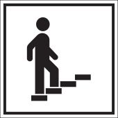 Türkennzeichnung "Treppe aufwärts", schwarzes Piktogramm auf weißem Grund