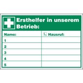 Rettungszeichen Kombischild "Ersthelfer in unserem Betrieb" [E003], Kunststoff (1 mm), 300 x 200 x 1 mm