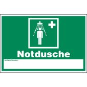 Rettungszeichen Kombischild "Notdusche" [E012], Kunststoff (1 mm), 300 x 200 x 1 mm