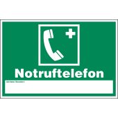 Rettungszeichen Kombischild "Notruftelefon" [E004], Kunststoff (1 mm), 300 x 200 x 1 mm