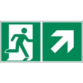 Rettungszeichen „Rettungsweg/​Notausgang mit Pfeil - rechts aufwärts“ [E002], ASR A1.3 / ISO 7010