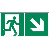 Rettungszeichen „Rettungsweg/​Notausgang mit Pfeil - rechts abwärts“ [E002], ASR A1.3 / ISO 7010