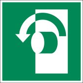Rettungszeichen "Öffnen durch Linksdrehung" [E018], LimarLite®, ISO 7010
