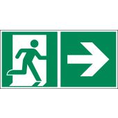 Rettungszeichen „Rettungsweg/​Notausgang mit Pfeil - rechts“ [E002], ASR A1.3 / ISO 7010