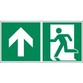 Rettungszeichen „Rettungsweg/​Notausgang mit Pfeil - aufwärts“ [E001], ASR A1.3 / ISO 7010