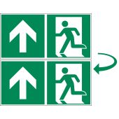 Rettungszeichen "Notausgang geradeaus, geradeaus durch die Tür oder aufwärts - doppelseitig" [E001], LimarLite®, ASR A1.3 / ISO 7010