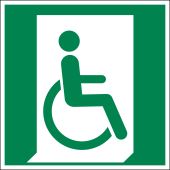 Rettungszeichen „Rettungsweg/​Notausgang - nicht gehfähige oder gehbeeinträchtigte Personen - rechts“ [E030], ASR A1.3 / ISO 7010