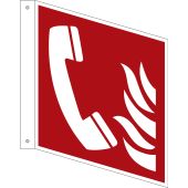 Brandmeldezeichen Fahnenschild "Brandmeldetelefon" [F006], ASR A1.3 / ISO 7010, doppelseitig bedruckt
