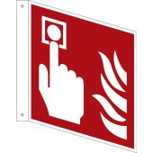 Brandmelderzeichen Fahnenschild "Brandmelder" [F005], ASR A1.3 / ISO 7010, langnachleuchtend