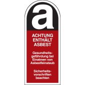 Gefahrstoff-Etikett "Achtung enthält Asbest"