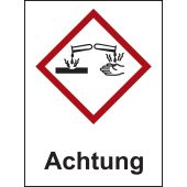 Gefahrstoffetikette "Ätzwirkung - Achtung" [GHS 05]