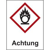 Gefahrstoffetikette "Flamme über Kreis - Achtung" [GHS 03]