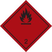 Gefahrgutkennzeichen "Entzündbare Gase - schwarz" [Unterklasse 2.1], ADR
