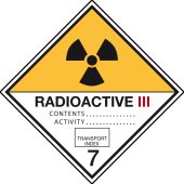 Gefahrgutkennzeichen "Radioaktive Stoffe - Kategorie 3" [Klasse 7], ADR