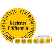 Prüfplakette - Mehrjahresplakette "Nächster Prüftermin", Monate 1-12, verschiedene Jahre, verschiedene Farben, auf Rolle