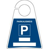Verkehrsschild, Parkplatzschild "Parkausweis zum Selbstbeschriften"