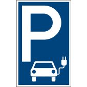 Verkehrsschild, Parkplatzschild "P - Elektroautosymbol", Kunststoff (1 mm), 