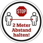 Abstand halten / Stoppschild, rot / schwarz, Fußbodenlaminat, selbstklebend, 400 x 0,22 mm
