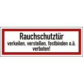 Feuerwehrzeichen "Rauchschutztür verkeilen, verstellen, festbinden o. ä. verboten", DIN 4066
