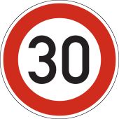 Verkehrsschild, Vorschriftszeichen "Zulässige Höchstgeschwindigkeit 30" [VZ 274-30], StVO