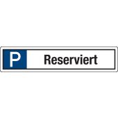 Verkehrsschild, Parkplatzschild "P + Reserviert", Aluminium (2 mm), 520 x 110 mm
