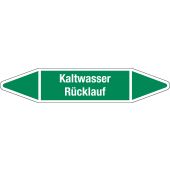 Fließrichtungspfeil "Kaltwasser Rücklauf", DIN 2403, W111