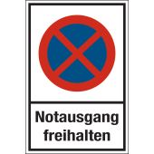 Parkverbotsschild, Verkehrsschild "Notausgang freihalten" [283], Aluminium (1 mm), 400 x 600 mm
