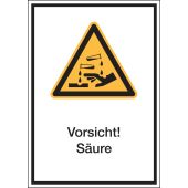 Warnzeichen "Vorsicht! Säure" [W023], ASR A1.3 / ISO 7010