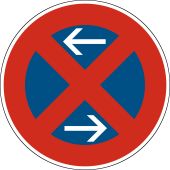 Halteverbotsschild "Absolutes Halteverbot Mitte, Aufstellung rechts" [VZ 283-30], StVO