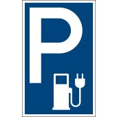 Verkehrsschild, Parkplatzschild "P - Elektrotankstellensymbol", Kunststoff (1 mm), 