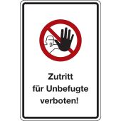 Kombischild, Vorschriftszeichen "Zutritt für Unbefugte verboten" [D-P006], Aluminium (2 mm), 400 x 600 mm