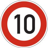 Verkehrsschild, Vorschriftszeichen "Zulässige Höchstgeschwindigkeit 10" [VZ 274-10], StVO