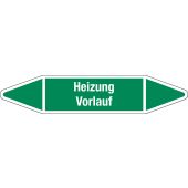 Fließrichtungspfeil "Heizung Vorlauf", DIN 2403, W109