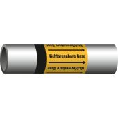 Fließrichtungspfeil "Richtungspfeil + Durchflussstoff", Gruppe: "Nichtbrennbare Gase", DIN 2403