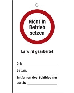 Nicht in Betrieb setzen, rot / schwarz, Kunststoff, 80 x 150 x 1 mm