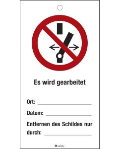 Es wird gearbeitet, rot / schwarz, Kunststoff, 80 x 150 x 1 mm