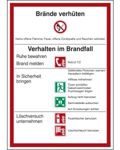 Brandschutzaushang "Br&auml;nde verh&uuml;ten" [Teil A], DIN 14096